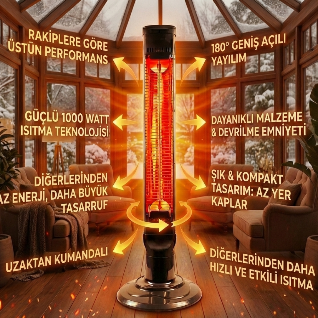 Karbon Dikey Isıtıcı 1000w